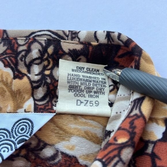 The Gap Floral Button-Up Shirt Brown & Cream Vintage 70s Style Womens Sz Large - Picture 6 of 12